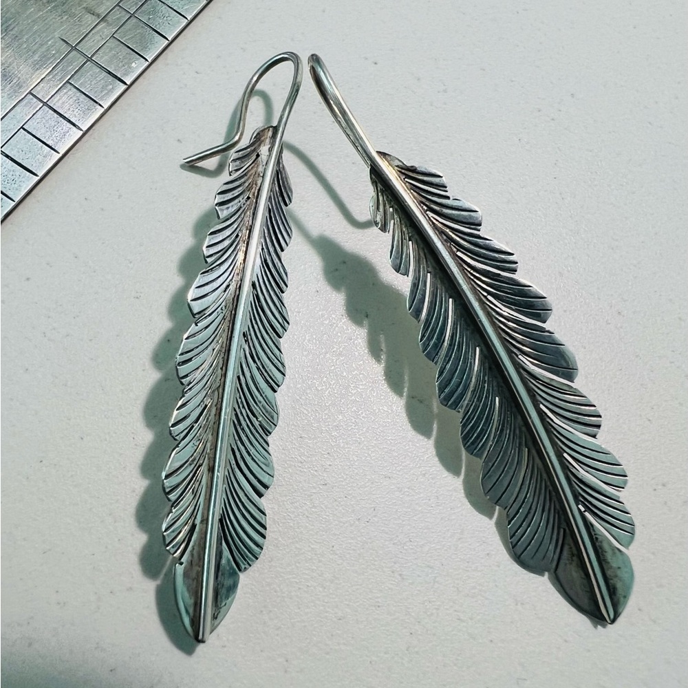 Silver Feather Earrings
